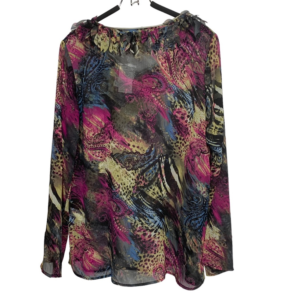 SIMONTON SAYS Paisley Animal Print Popover Top Sz L - Picture 4 of 11